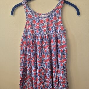 fabkids Red and Blue Floral Tank Dress with Button Front